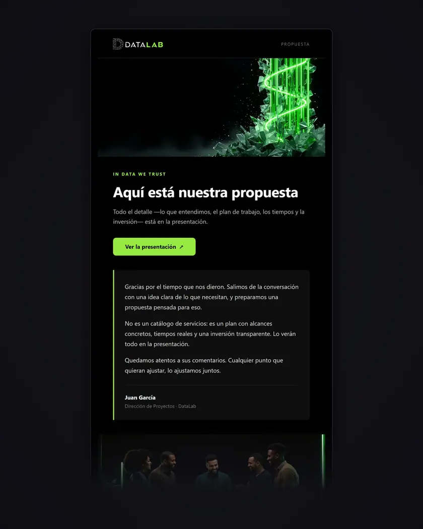 DataLab: correo de envío de propuestas