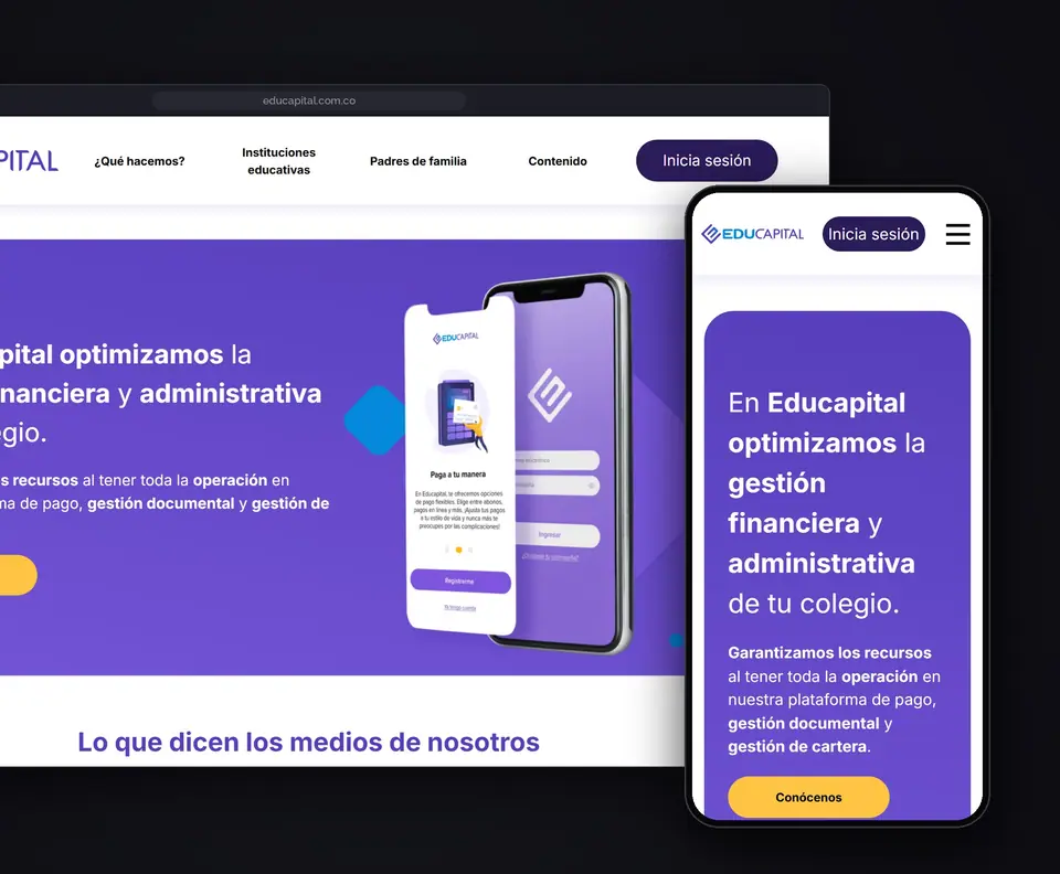 Plataforma de pagos para colegios de Educapital, SaaS a la medida desarrollado por DataLab